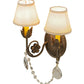 Meyda Lighting Antonia 12" 2-Light Antiquity Wall Sconce With Beige Natural Linen Shade