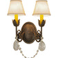 Meyda Lighting Antonia 12" 2-Light Antiquity Wall Sconce With Beige Natural Linen Shade