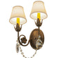 Meyda Lighting Antonia 12" 2-Light Antiquity Wall Sconce With Beige Natural Linen Shade