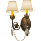 Meyda Lighting Antonia 12" 2-Light Antiquity Wall Sconce With Beige Natural Linen Shade