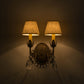 Meyda Lighting Antonia 12" 2-Light Pompeii Gold Wall Sconce With White Linen Shade