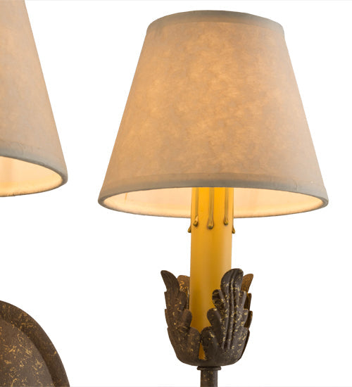 Meyda Lighting Antonia 12" 2-Light Pompeii Gold Wall Sconce With White Linen Shade