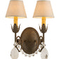 Meyda Lighting Antonia 12" 2-Light Pompeii Gold Wall Sconce With White Linen Shade