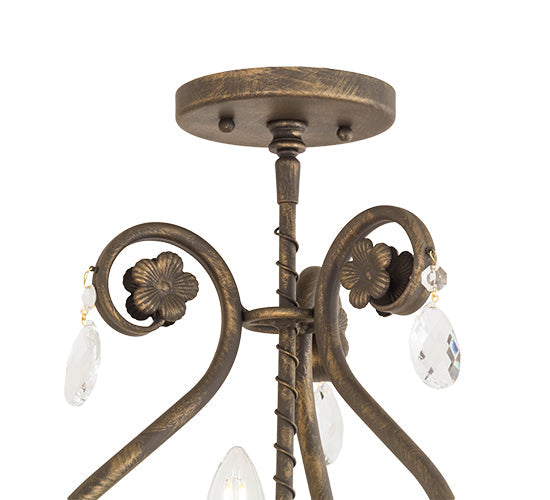 Meyda Lighting Antonia 12" 3-Light Antique Brass Matte Chandelier With Ivory Faux Candlelight