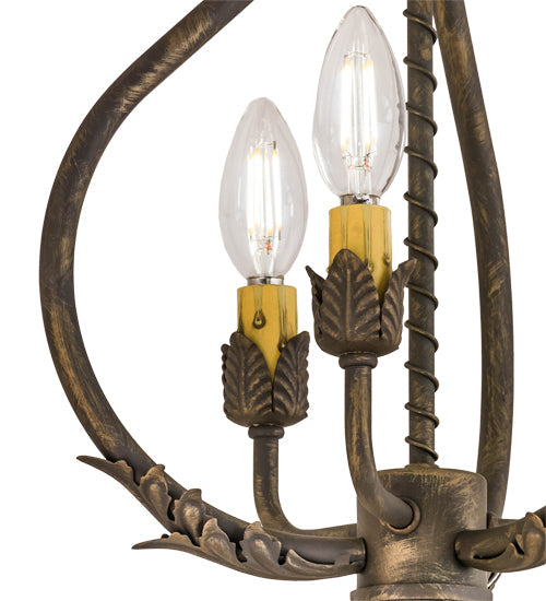 Meyda Lighting Antonia 12" 3-Light Antique Brass Matte Chandelier With Ivory Faux Candlelight