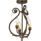Meyda Lighting Antonia 12" 3-Light Antique Brass Matte Chandelier With Ivory Faux Candlelight