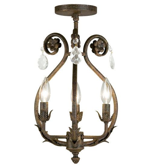 Meyda Lighting Antonia 12" 3-Light Antiquity Chandelier With Faux Candlelight