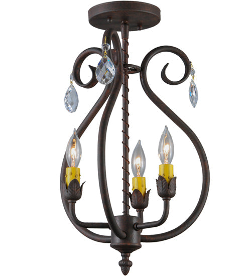 Meyda Lighting Antonia 12" 3-Light Cajun Spice Chandelier With Amber Faux Candlelight