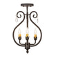 Meyda Lighting Antonia 12" 3-Light Chestnut Chandelier With Amber Faux Candlelight