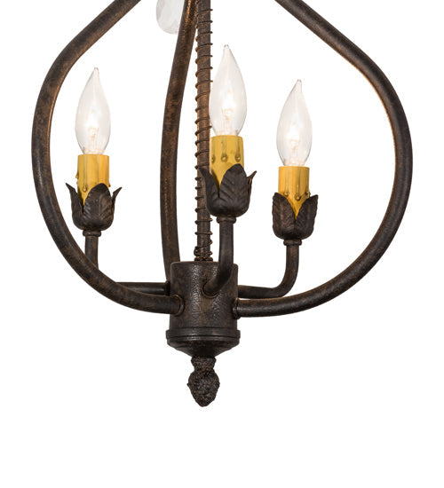 Meyda Lighting Antonia 12" 3-Light Chestnut Chandelier With Amber Faux Candlelight