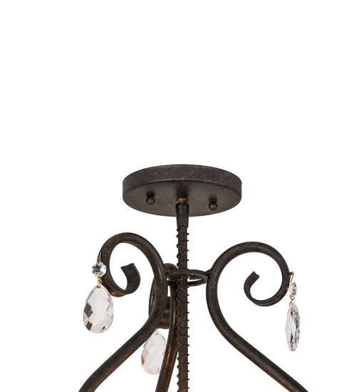 Meyda Lighting Antonia 12" 3-Light Chestnut Chandelier With Amber Faux Candlelight