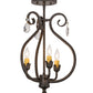 Meyda Lighting Antonia 12" 3-Light Chestnut Chandelier With Amber Faux Candlelight