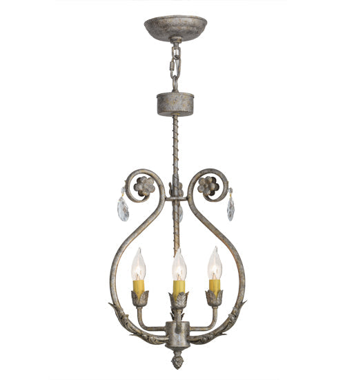 Meyda Lighting Antonia 12" 3-Light Corinth Chandelier With Ivory Faux Candlelight