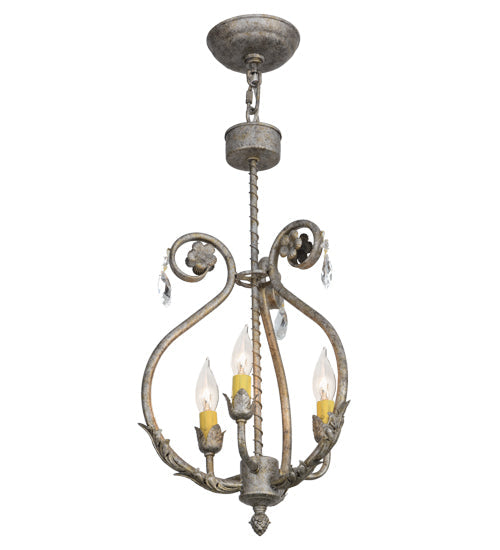 Meyda Lighting Antonia 12" 3-Light Corinth Chandelier With Ivory Faux Candlelight