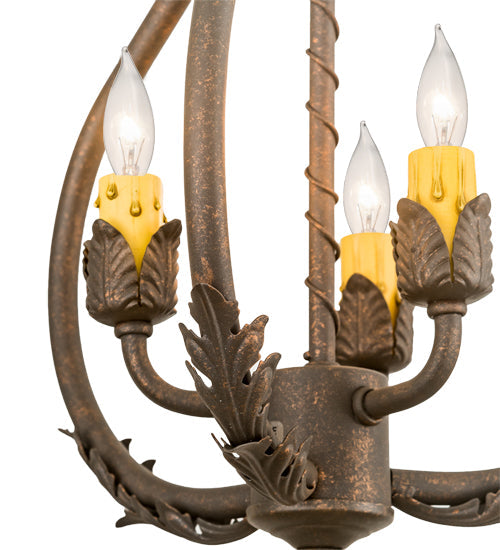 Meyda Lighting Antonia 12" 3-Light Gilded Tobacco Chandelier With Amber Faux Candlelight