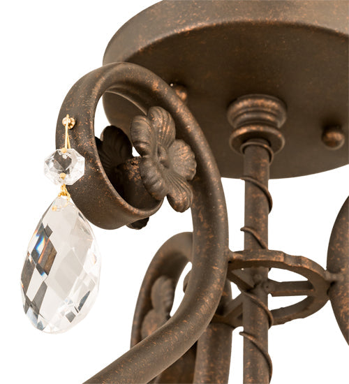 Meyda Lighting Antonia 12" 3-Light Gilded Tobacco Chandelier With Amber Faux Candlelight