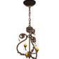 Meyda Lighting Antonia 12" 3-Light Gilded Tobacco Chandelier With Ivory Faux Candlelight