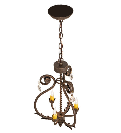 Meyda Lighting Antonia 12" 3-Light Gilded Tobacco Chandelier With Ivory Faux Candlelight