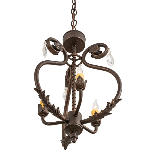 Meyda Lighting Antonia 12" 3-Light Gilded Tobacco Chandelier With Ivory Faux Candlelight