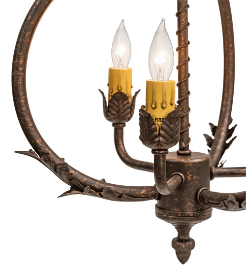 Meyda Lighting Antonia 12" 3-Light Gilded Tobacco Chandelier With Ivory Faux Candlelight
