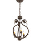 Meyda Lighting Antonia 12" 3-Light Gilded Tobacco Chandelier With Ivory Faux Candlelight
