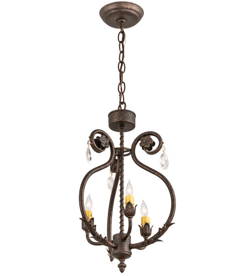 Meyda Lighting Antonia 12" 3-Light Gilded Tobacco Chandelier With Ivory Faux Candlelight