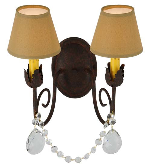 Meyda Lighting Antonia 13" 2-Light Cajun Spice Wall Sconce With Ivory Textrene Shade