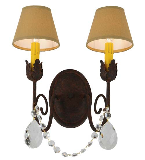 Meyda Lighting Antonia 13" 2-Light Cajun Spice Wall Sconce With Ivory Textrene Shade