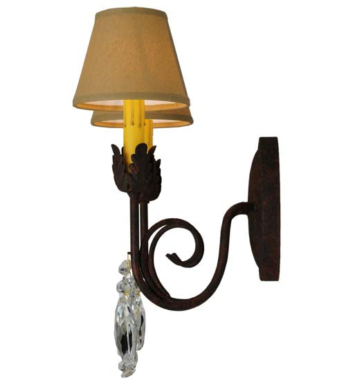 Meyda Lighting Antonia 13" 2-Light Cajun Spice Wall Sconce With Ivory Textrene Shade