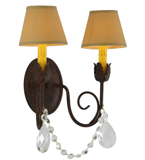 Meyda Lighting Antonia 13" 2-Light Cajun Spice Wall Sconce With Ivory Textrene Shade