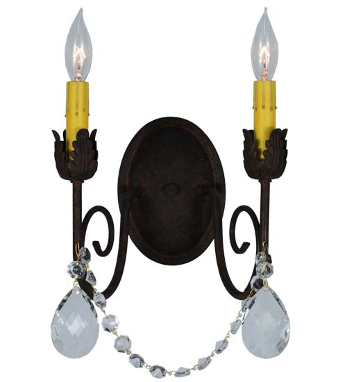 Meyda Lighting Antonia 13" 2-Light Cajun Spice Wall Sconce With Ivory Textrene Shade
