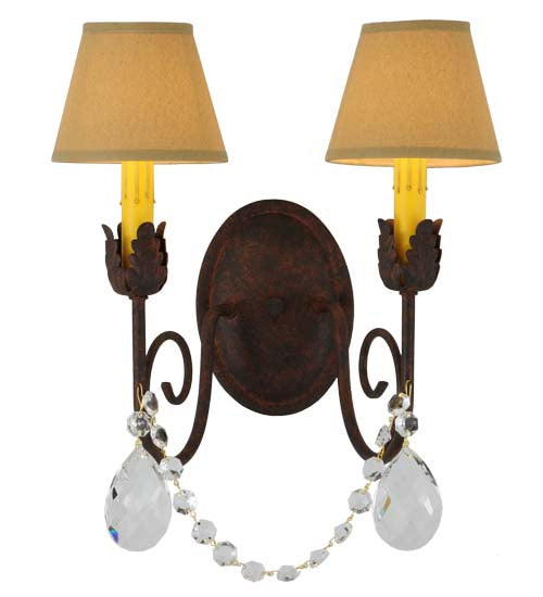 Meyda Lighting Antonia 13" 2-Light Cajun Spice Wall Sconce With Ivory Textrene Shade