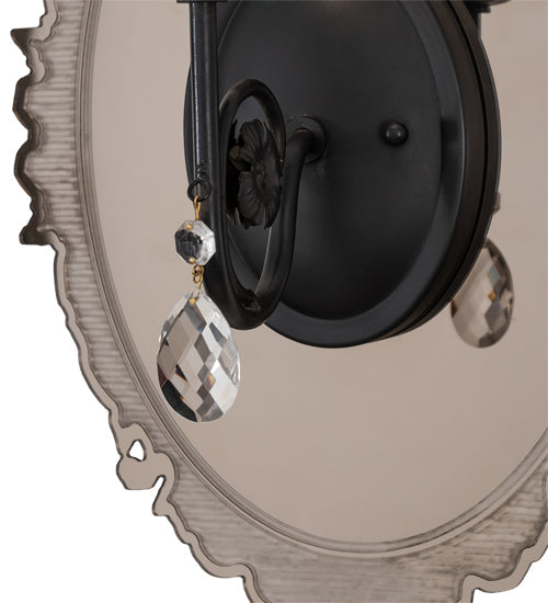 Meyda Lighting Antonia 13" Solar Black & Mirror Acrylic Wall Sconce With Amber Faux Candlelight