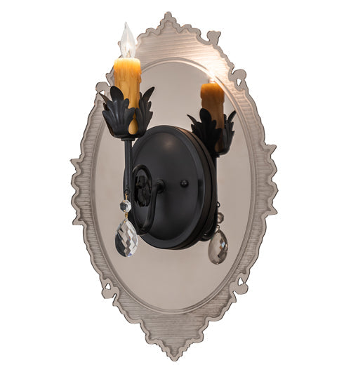 Meyda Lighting Antonia 13" Solar Black & Mirror Acrylic Wall Sconce With Amber Faux Candlelight