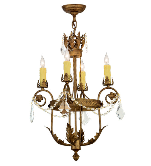 Meyda Lighting Antonia 18" 4-Light Spanish Gold Chandelier With Amber Faux Candlelight