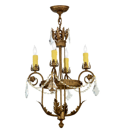 Meyda Lighting Antonia 18" 4-Light Spanish Gold Chandelier With Amber Faux Candlelight