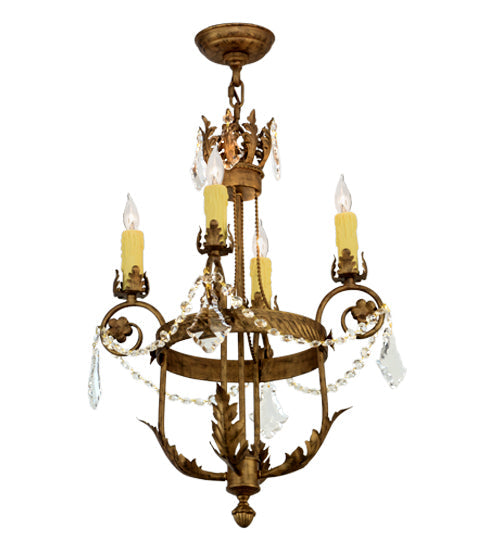 Meyda Lighting Antonia 18" 4-Light Spanish Gold Chandelier With Amber Faux Candlelight