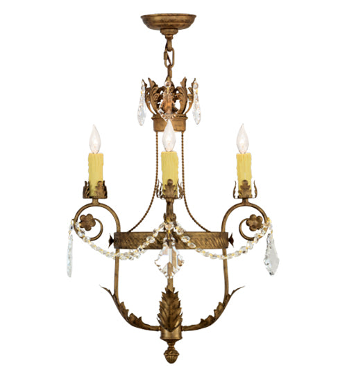Meyda Lighting Antonia 18" 4-Light Spanish Gold Chandelier With Amber Faux Candlelight