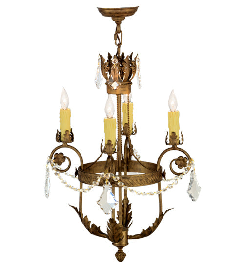 Meyda Lighting Antonia 18" 4-Light Spanish Gold Chandelier With Amber Faux Candlelight