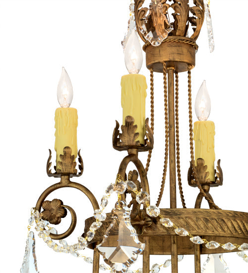 Meyda Lighting Antonia 18" 4-Light Spanish Gold Chandelier With Amber Faux Candlelight