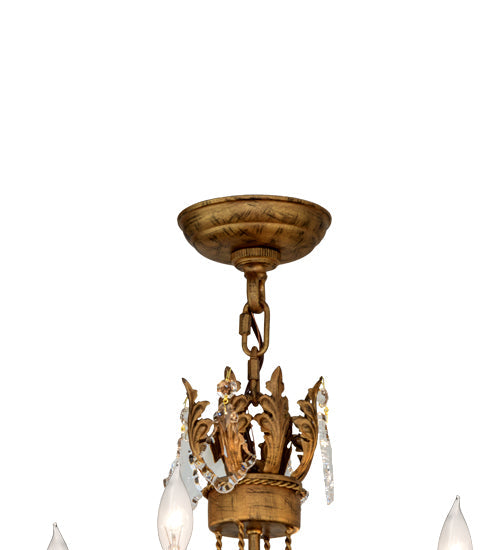Meyda Lighting Antonia 18" 4-Light Spanish Gold Chandelier With Amber Faux Candlelight