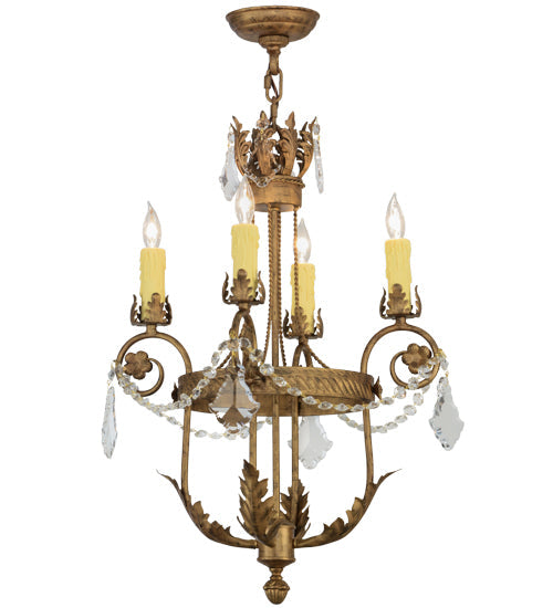 Meyda Lighting Antonia 18" 4-Light Spanish Gold Chandelier With Amber Faux Candlelight