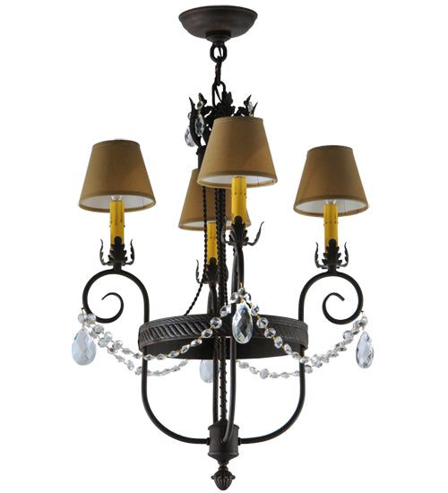 Meyda Lighting Antonia 19" 4-Light Cajun Spice Textured Chandelier With Brown Parchment Shade