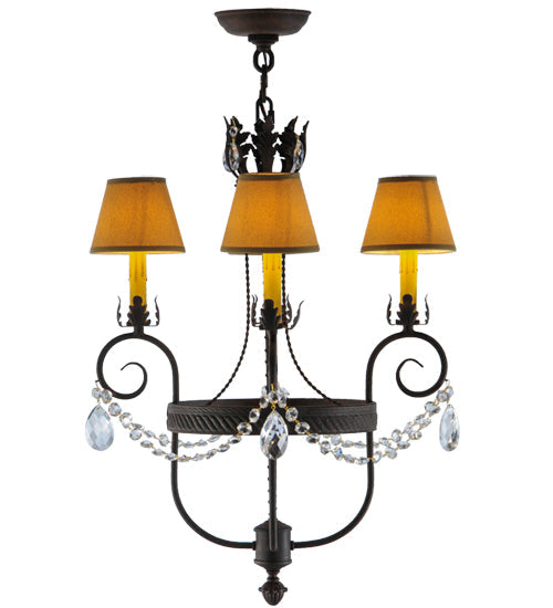 Meyda Lighting Antonia 19" 4-Light Cajun Spice Textured Chandelier With Brown Parchment Shade