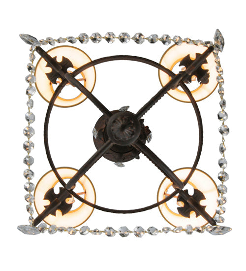 Meyda Lighting Antonia 19" 4-Light Cajun Spice Textured Chandelier With Brown Parchment Shade