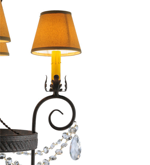 Meyda Lighting Antonia 19" 4-Light Cajun Spice Textured Chandelier With Brown Parchment Shade