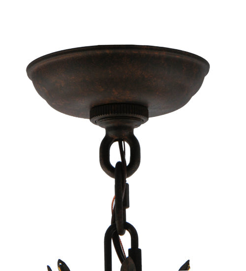 Meyda Lighting Antonia 19" 4-Light Cajun Spice Textured Chandelier With Brown Parchment Shade