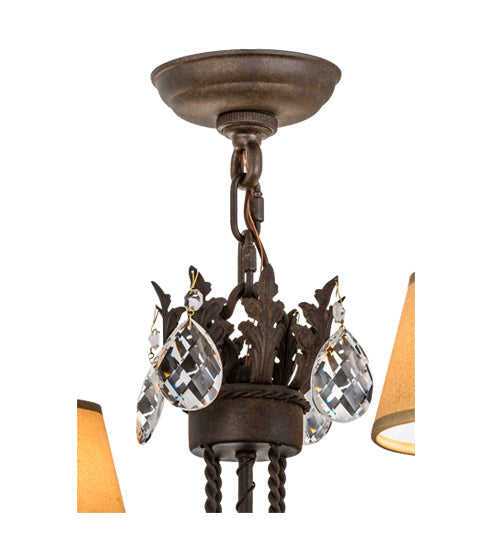 Meyda Lighting Antonia 26" 4-Light Chestnut Chandelier With Tuscan Alabaster Textrene Shade
