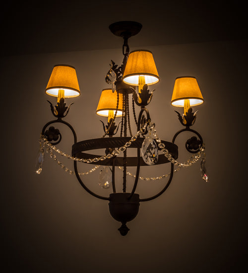 Meyda Lighting Antonia 26" 4-Light Chestnut Chandelier With Tuscan Alabaster Textrene Shade