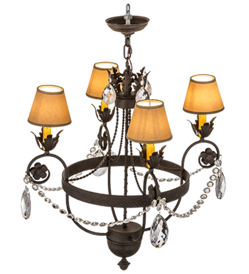 Meyda Lighting Antonia 26" 4-Light Chestnut Chandelier With Tuscan Alabaster Textrene Shade